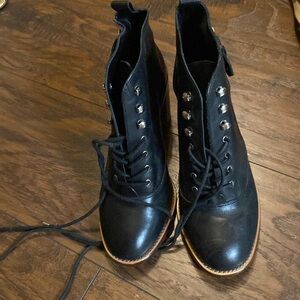 Black lace up booties